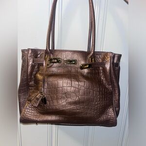 Shimmery Brown Croc Ashneil Bag *brand new*